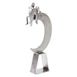 Recycled auto parts sculpture, 'Angel on High' - Handmade Angel and Moon Metal Sculpture