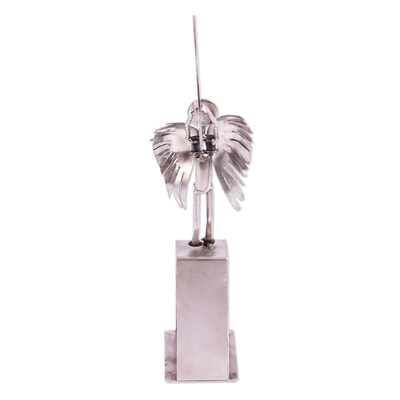 Recycled auto parts sculpture, 'Capture the Moon' - Angel-themed Recycled Metal Sculpture