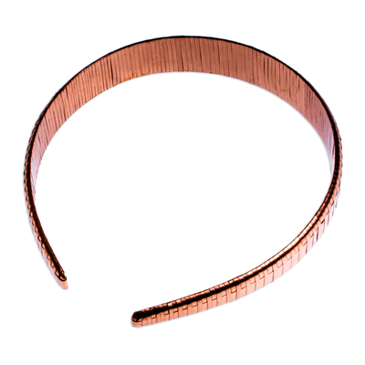 Kupfer-Stirnband, 'Gleaming Ribbons' - Handgefertigtes mexikanisches Kupfer-Stirnband Diadem
