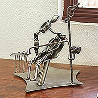 Recycled auto parts sculpture, 'Rustic Periodontist' - Artisan Crafted Periodontist Metal Sculpture