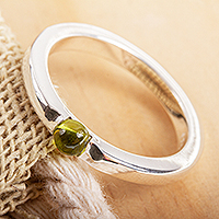 Peridot solitaire ring, 'Vantage Point' - Natural Peridot Solitaire Ring