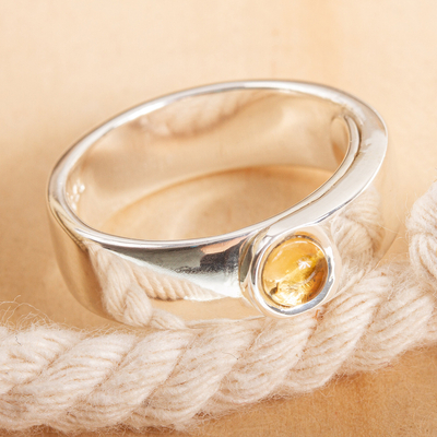 Citrine single-stone ring, 'Focal Point' - Hand Crafted Citrine Ring
