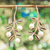 Cultured pearl drop earrings, 'Blooming Dogwood' - Leaf and Flower Motif Cultured Pearl Drop Earrings thumbail