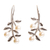 Cultured pearl drop earrings, 'Blooming Dogwood' - Leaf and Flower Motif Cultured Pearl Drop Earrings (image 2a) thumbail