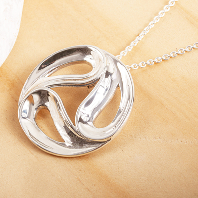 Sterling silver pendant necklace, 'Triple Yin-Yang' - Artisan Crafted Sterling Silver Pendant Necklace