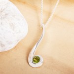 Peridot pendant necklace, 'Embrace' - August Birthstone Pendant Necklace