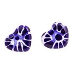 Ceramic button earrings, 'Heart of Mexico' - Talavera-Style Ceramic Heart Earrings