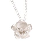 Sterling silver pendant necklace, 'Gardenia Blossom' - Handcrafted Sterling Silver Floral Necklace from Mexico