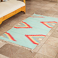 Zapotec wool area rug, 'Zapotec Lightning' (2.5x5) - Hand Crafted Multicolored Area Rug (2.5x5)