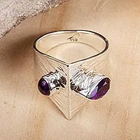 Amethyst-Cocktailring, „Modern Synergy“ – breiter Amethyst-Cocktailring