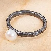 Cultured pearl solitaire ring, Light in the Darkness