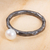 Cultured pearl solitaire ring, 'Light in the Darkness' - Modern Oxidized Silver Cultured Pearl Ring (image 2) thumbail