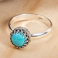 Turquoise single-stone ring, 'Taxco Treasure' - Natural Turquoise Single-Stone Ring