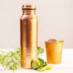 Copper decanter, 'Gleaming Pebbles' - Handcrafted Mexican Copper Bottle