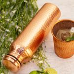 Copper decanter, 'Gleaming Pebbles' - Handcrafted Mexican Copper Bottle