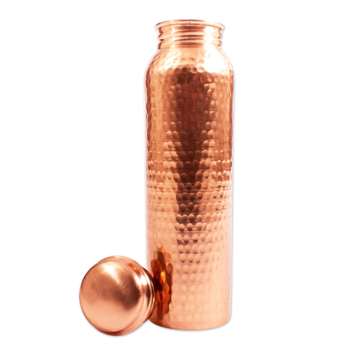Copper decanter, 'Gleaming Pebbles' - Handcrafted Mexican Copper Bottle