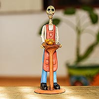 Ceramic sculpture, 'Artisan Catrin' - Artisan Ceramic Statuette from Mexico