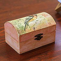 Decoupage wood jewelry box, 'Love Letters' - Hand Decoupaged Jewelry Box