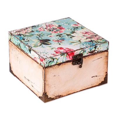 Floral Decoupaged Wood Jewelry Box