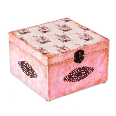 Rose Motif Decoupage Jewelry Box
