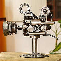 Recycled auto parts sculpture, Rustic Movie Projector