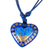 Halskette mit Pappmaché-Anhänger - Verstellbare Halskette mit blauem Herz und goldenem Besatz aus Pappmaché