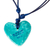 Papier mache pendant necklace, 'Seafoam and Sunlight' - Papier Mache Blue & Aqua Golden Accent Heart Necklace