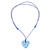 Papier mache heart necklace, 'Blue Talavera' - Talavera Style Blue & White Bird Papier Mache Heart Necklace (image 2b) thumbail