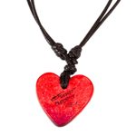 Papier mache pendant necklace, 'Heart Filled with Passion' - Artisan Handcrafted Red Papier Mache Heart Necklace
