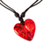 Papier mache pendant necklace, 'My Heart in Yours' - Papier Mache Golden Accent Hand Painted Red Heart Necklace
