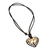 Papier mache heart necklace, 'Ruffled Valentine' - Black & Beige Hand Painted Papier Mache Heart Necklace