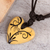 Halskette mit Pappmaché-Anhänger - Handgefertigte beige handbemalte Herzkette aus Pappmaché