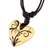 Papier mache pendant necklace, 'Reaching Heart' - Handmade Beige Hand Painted Heart Necklace in Papier Mache