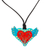 Hand painted pendant necklace, 'From the Heart' - Folk Art Heart Pendant Necklace