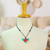 Hand painted pendant necklace, 'From the Heart' - Folk Art Heart Pendant Necklace
