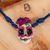 Hand painted pendant necklace, 'Pretty Calavera' - Hand Painted Catrina Necklace