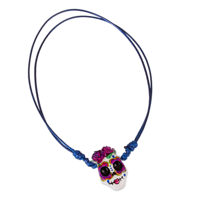 Handbemalte Halskette mit Anhänger - Handbemalte Catrina-Halskette