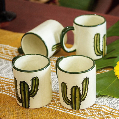 Ceramic mugs, Saguaro (set of 4)