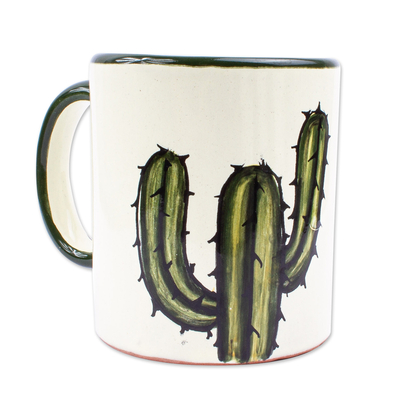 Ceramic mugs, 'Saguaro' (set of 4) - Cactus-Themed Ceramic Mugs (Set of 4)