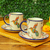 Ceramic cups and saucers, 'Colibri' (pair) - Hand Crafted Ceramic Cups and Saucers (Pair) (image 2b) thumbail
