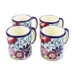 Ceramic mugs, 'Colors of Mexico' (set of 4) - Multicolored Ceramic Mugs from Mexico (Set of 4)