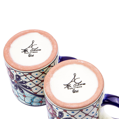 Ceramic mugs, 'Colors of Mexico' (set of 4) - Multicolored Ceramic Mugs from Mexico (Set of 4)