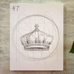 'White Lottery: The Crown' - Loteria Crown Drawing on Wood Board