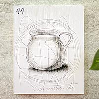 'White Lottery: The Pitcher' - Pencil and Acrylic Loteria Themed Artwork