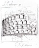 'Monuments of the World: Rome' - Acrylic and Pencil Artwork of Roman Colosseum