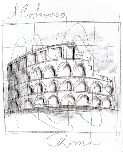 Acrylic and Pencil Artwork of Roman Colosseum