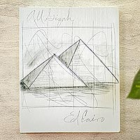 „Monuments of the World: Egypt“ – Original-Kunstwerk von Pyramiden in Acryl und Bleistift