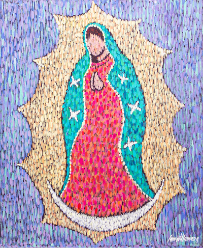 „Lupita“ – Öl- und Acrylgemälde der Jungfrau Maria