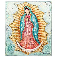 'María, Madre de Jesús' - Pintura original de la Virgen María sobre lienzo