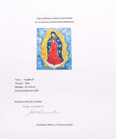 'Saint Mary' - Signed Oil and Acrylic Virgin Mary Painting